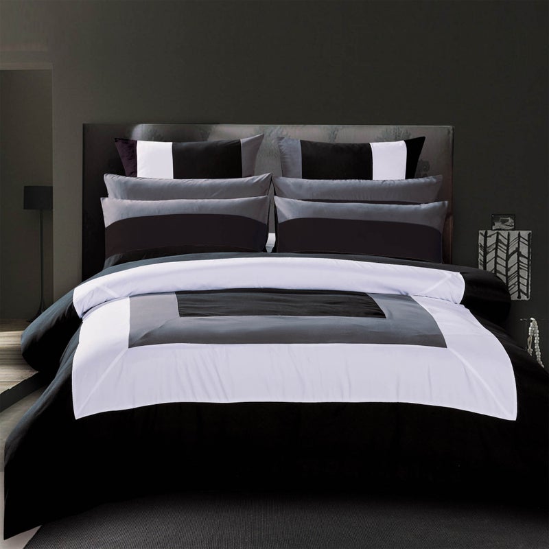 Border Black White Quilt Cover Set in Hotel-Style ( Queen / King ...
