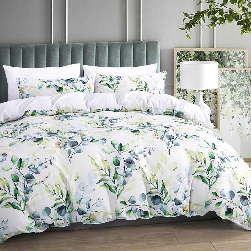 Buy Luxton Green Blue Yellow Leaf Quilt Cover Doona Cover Set ( Queen ...