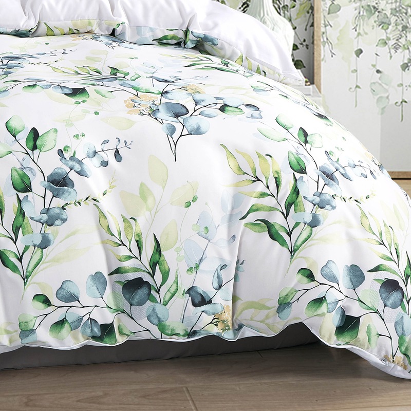 Buy Luxton Green Blue Yellow Leaf Quilt Cover Doona Cover Set ( Queen