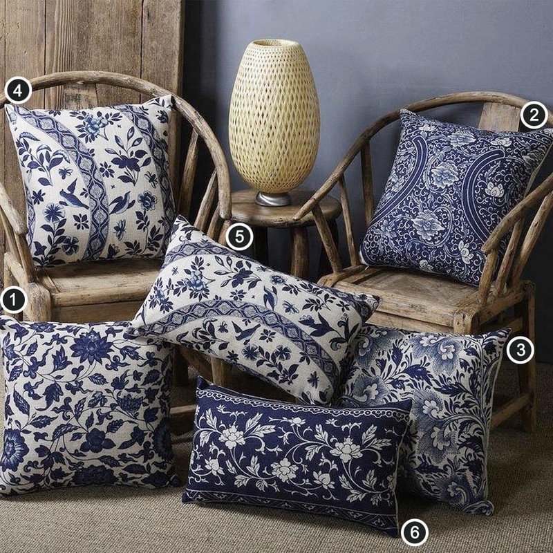 Buy Luxton Navy Blue Hamptons Cushion Covers Decorative Oblong / Square ...