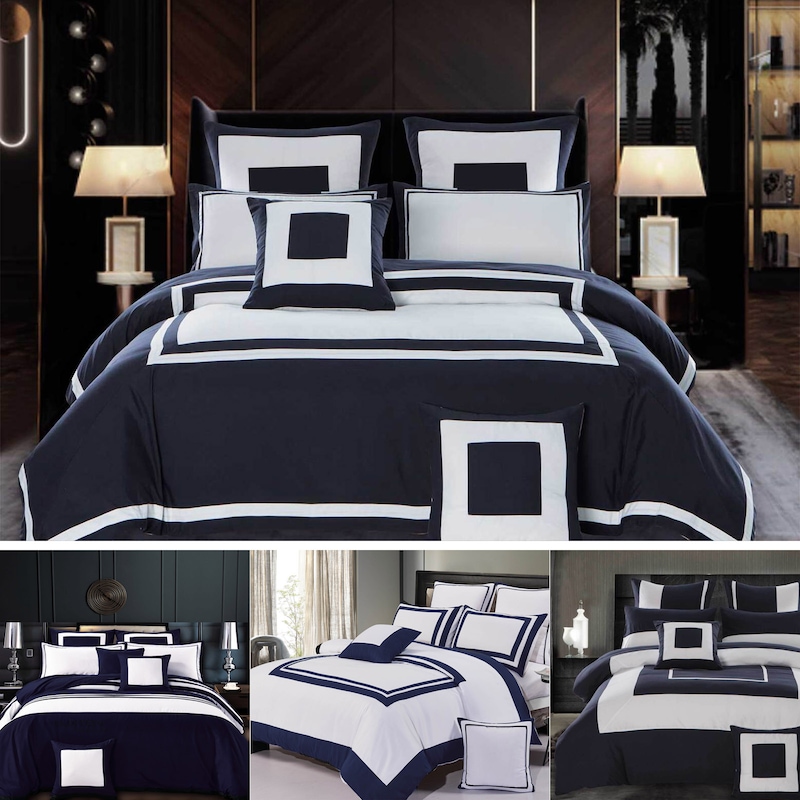 Buy Luxton Hotel Style Navy Blue Quilt Cover Set Double Queen