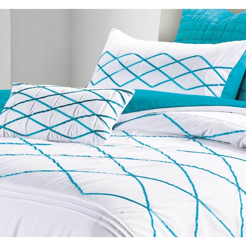Buy Luxton White Turquoise Blue 3pcs Adela Quilt Cover Set /Options