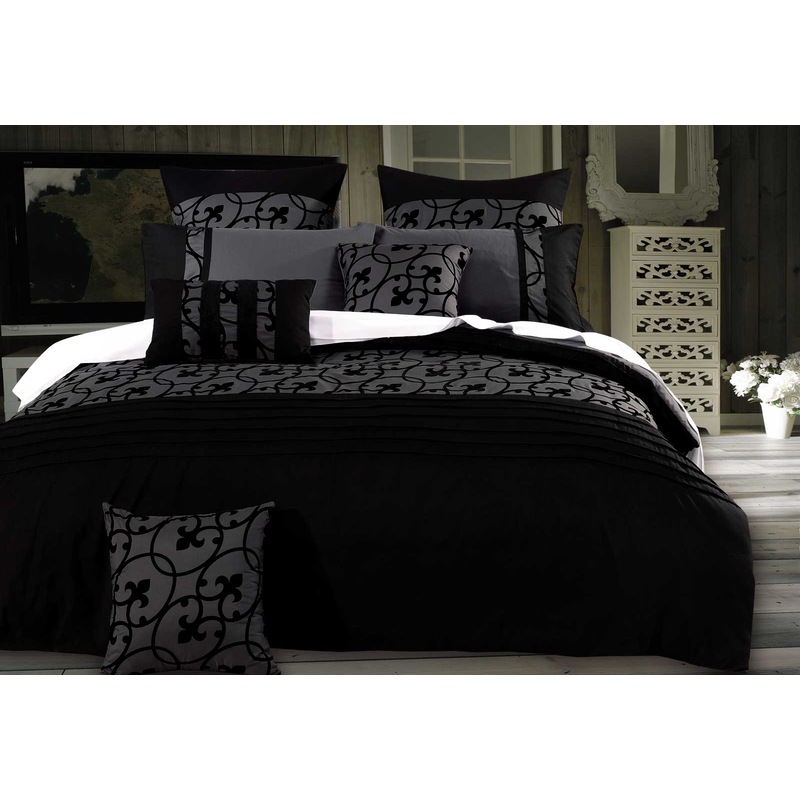 Buy Queen Size Lyde Charcoal Black 3pcs Quilt Cover Set MyDeal