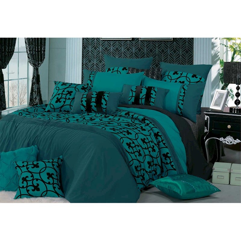 Queen size Teal green 3pcs Quilt Cover / doona cover Set