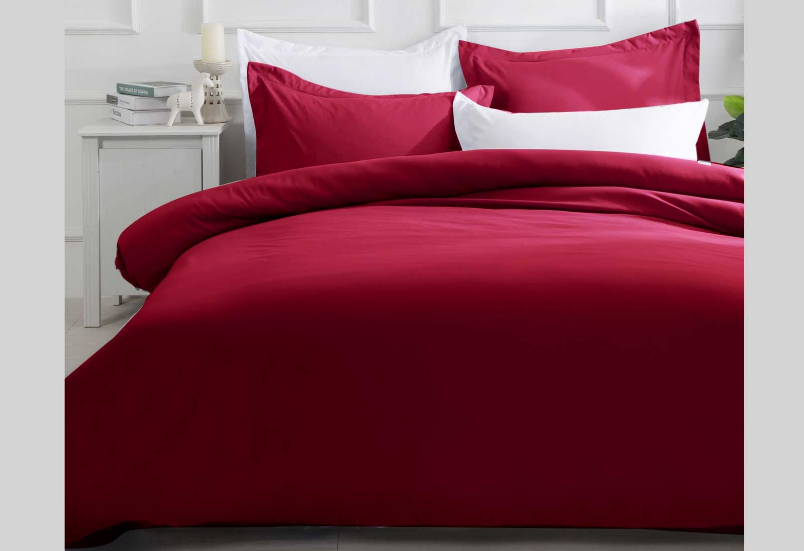 Solid Burgundy red Quilt Cover Duvet Cover set ( Queen / King / Super King Size)