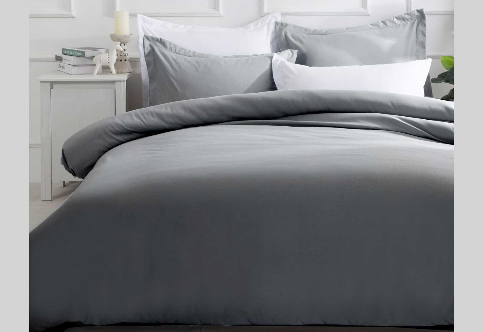 Plain Slate Color Quilt Cover Grey Doona Cover set (Single / Queen / King / Super King Options)