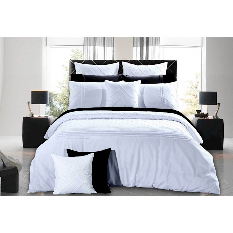 Buy Queen Size Pintuck White 3pcs Quilt Cover / Duvet Cover Set MyDeal