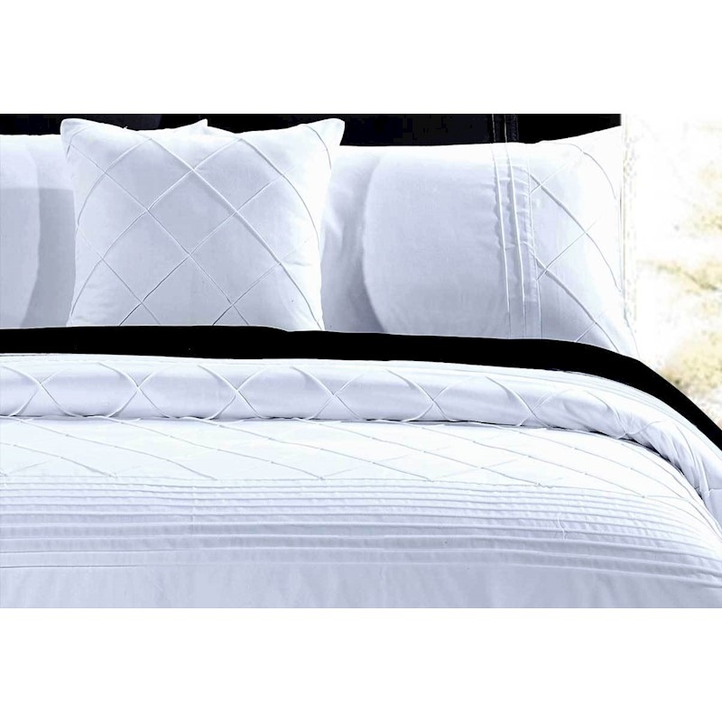 Buy Queen Size Pintuck White 3pcs Quilt Cover / Duvet Cover Set - MyDeal