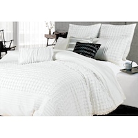 Queen Size White Pintuck 3pcs Quilt Cover Set