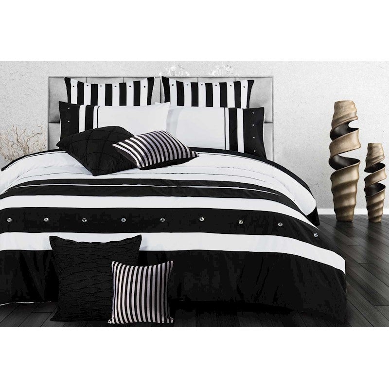 Black White Stripe 3pcs Quilt Cover Set, Black And White Bedspreads King Size