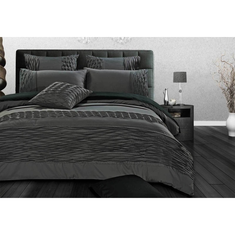 Buy Luxton Pintucking Modern Grey Quilt Cover Set /optionals ( Queen