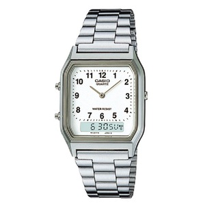 Casio Aq-230A-7B Retro Stainless Steel White Digital Analog Watch