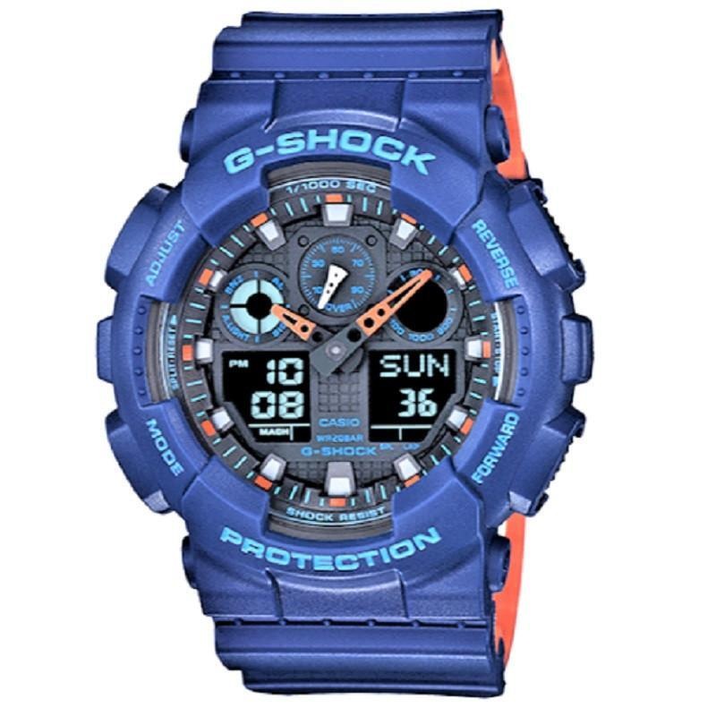 Casio G-Shock GA-100L-2A Blue on Orange Men's Digital Analog Watch | Buy Men's Watches