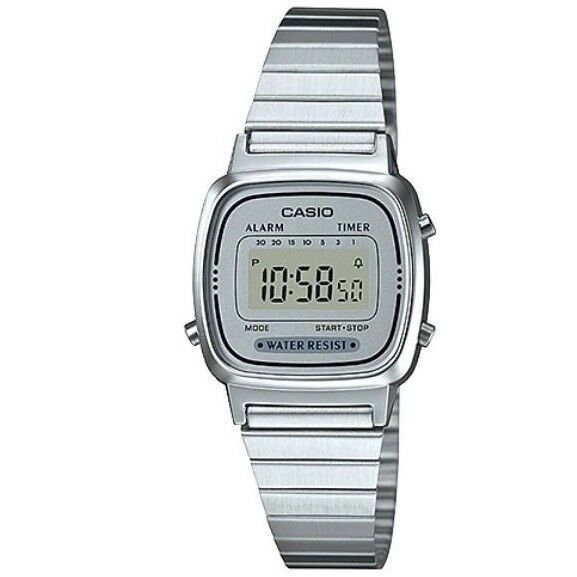 Casio LA670WA-7 Silver Small Stainless Steel Women's Digital Watch