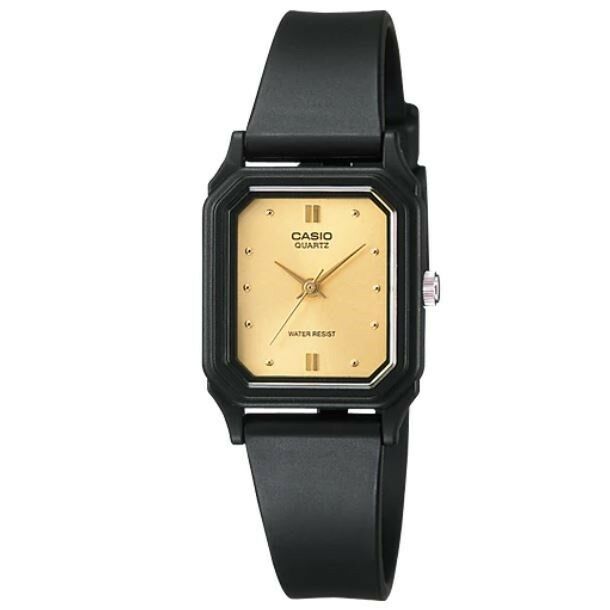 Casio LQ-142E-9A Black with Gold Dial Women's Small Casual Analog Watch