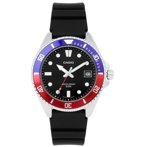 Casio Red Blue/Black Dial Men's 50m Analog Sports Watch MDV-10-1A2