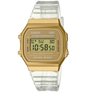 Casio Transparent/Gold Unisex Multifunction Retro Digital Watch A168XESG-9A
