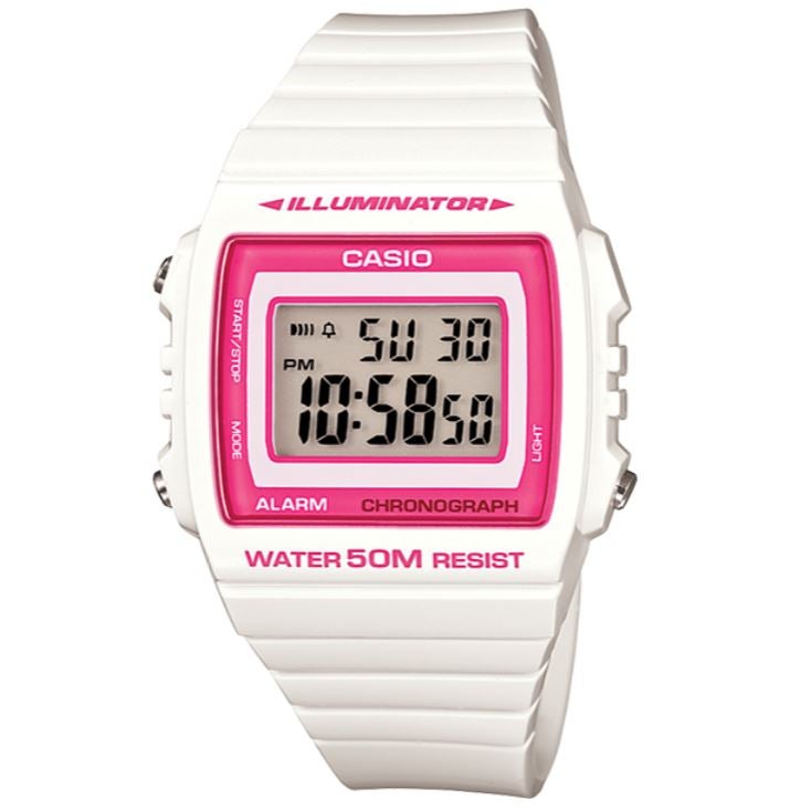 Casio W-215H-7A2V Pink and White Classic Women's Digital Sports Watch