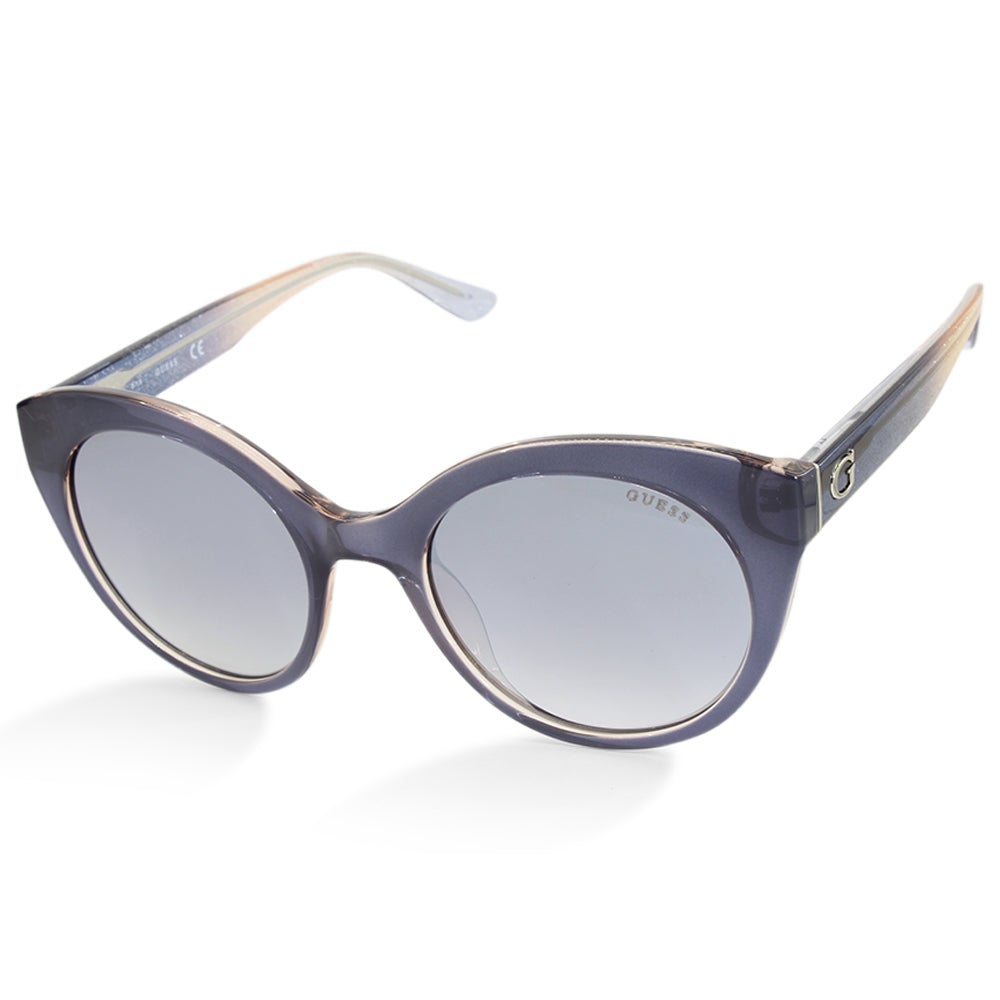 Guess GU7553 92W Blue on Clear/Silver Mirror Women's Designer Sunglasses