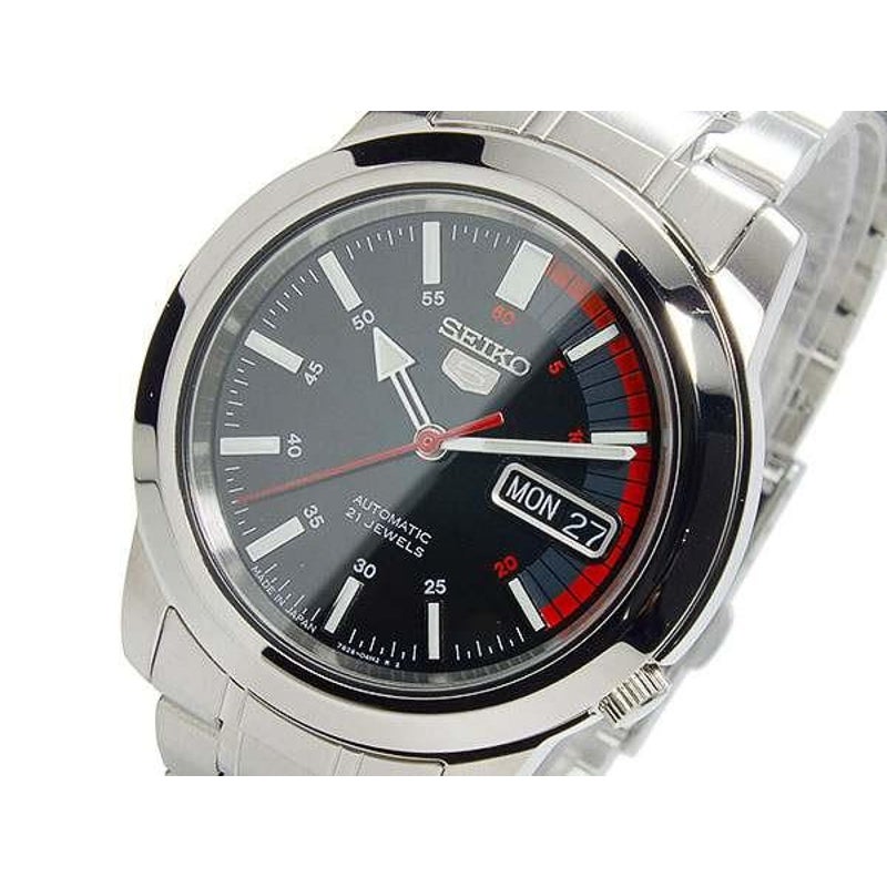 Buy Seiko SNKK31 K1 Automatic Black Red Dial Stainless Steel Watch - MyDeal