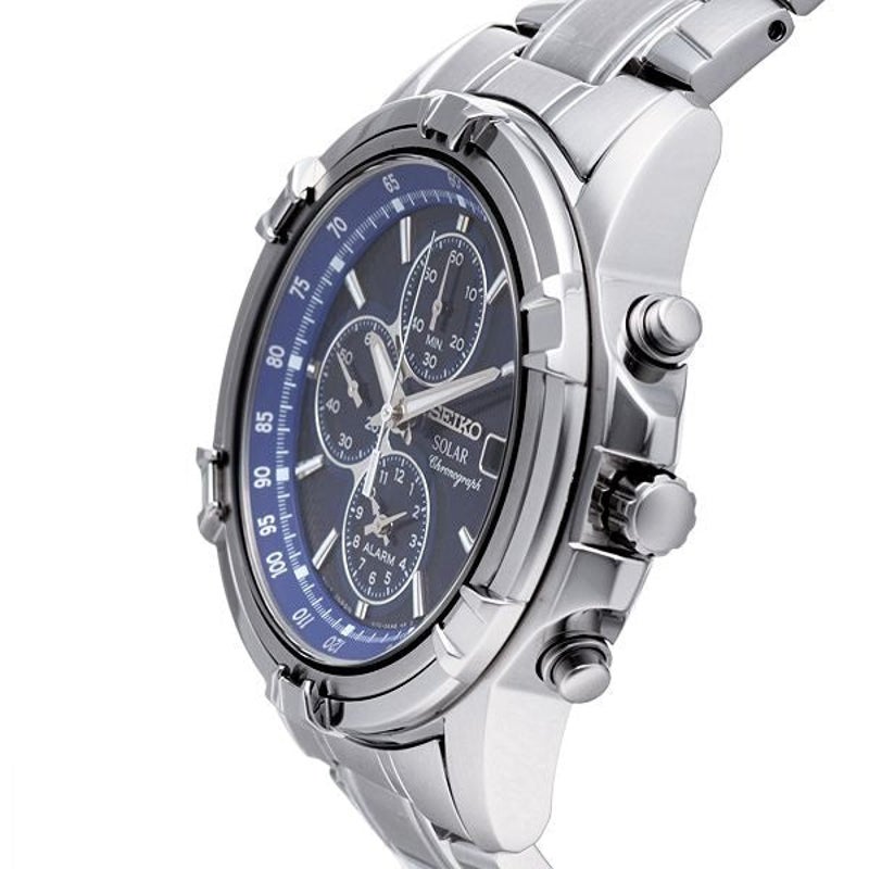 Buy Seiko SSC141 P1 Silver/Blue Dial Stainless Steel Men's Solar Quartz Chronograph  Watch - MyDeal