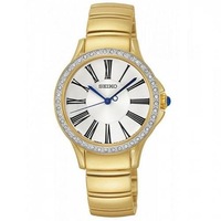Seiko Swarovski SRZ442P1 Gold/White Dial Women's Analog Quartz Watch