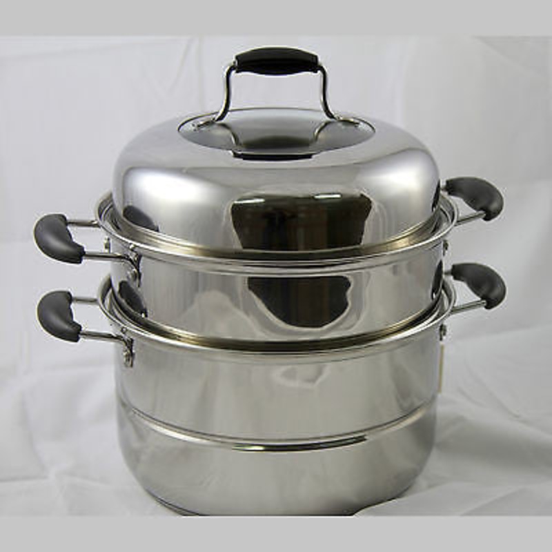 26cm Double Tier Stainless Steel Steamer Set MyDeal