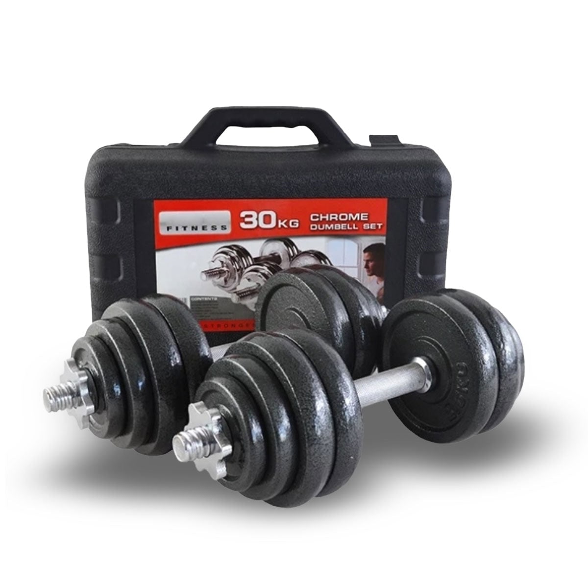 30KG Cast Iron Dumbbell Set Weight Dumbbells Home Gym Training Fitness BarBell Case Australia