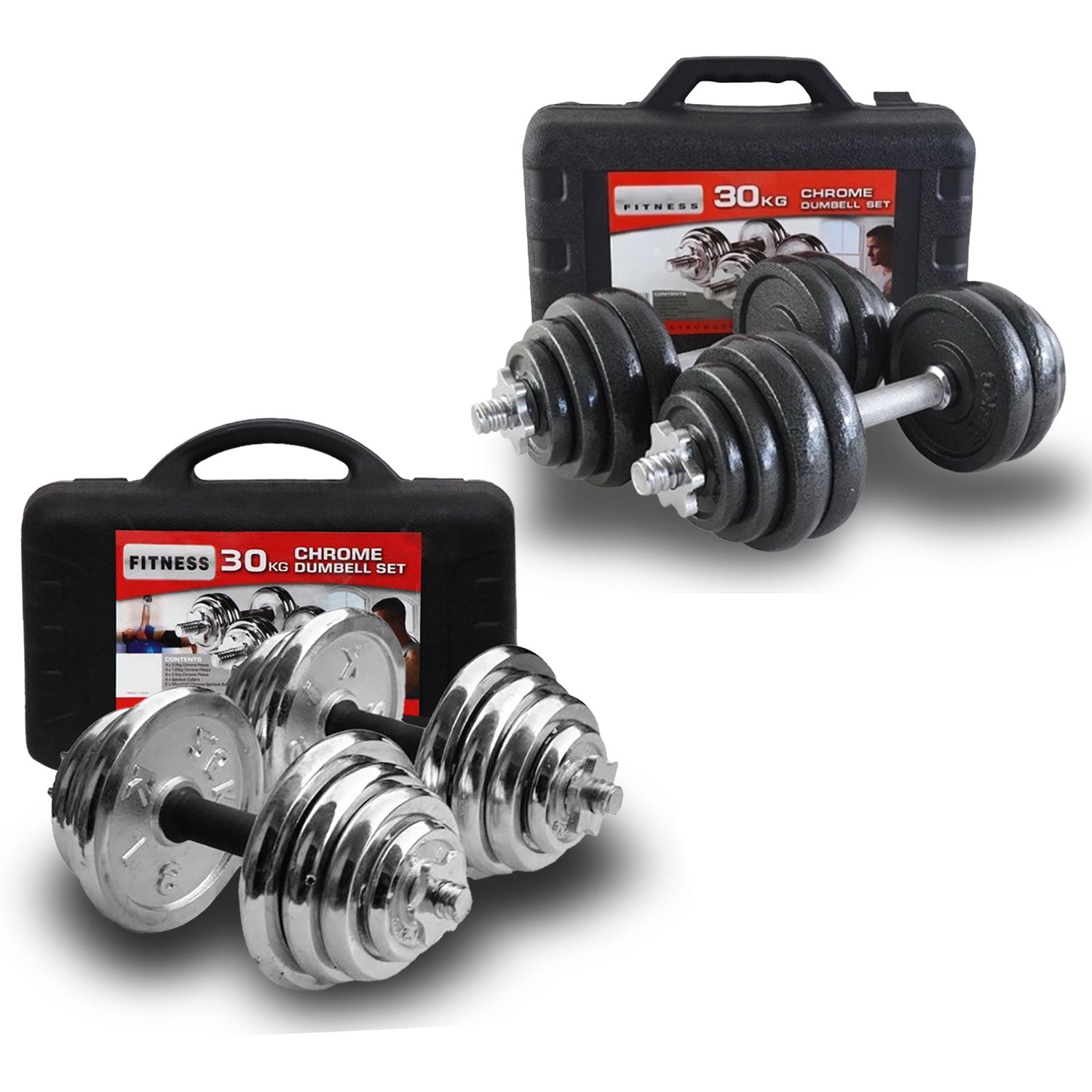 30KG Dumbbell Set Weight Dumbbells Home Gym Training Fitness BarBell Equipment Case Australia