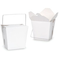 600pcs 455ML/16oz White Noodle Box With Metal Handle Pail
