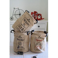 Black Handle Linen Zakka Vintage Storage Toy Laundry Shopping Basket Fold Bin
