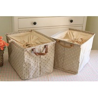 Canvas Zakka Vintage Drawstring Storage Laundry Shopping Basket Fold Bin Spot