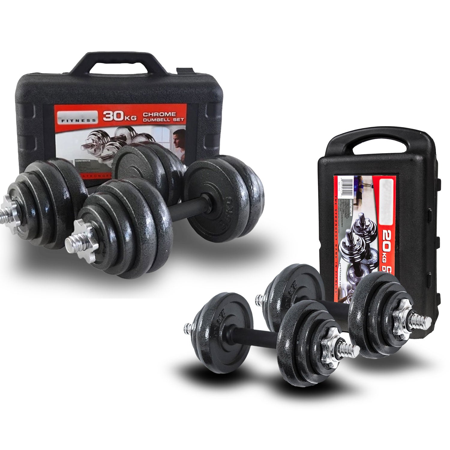 Cast Iron Dumbbell Set Weight Dumbbells Home Gym Training Fitness BarBell Case Australia