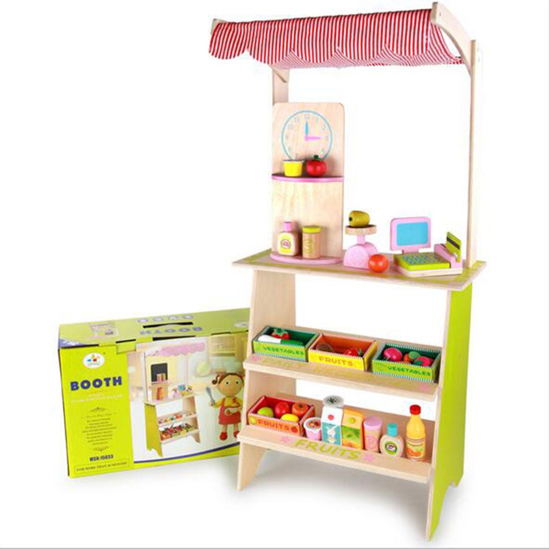 Kids Supermarket Wooden Corner Shelf Shop Role Play Toy Shopping Stall Gift Xmas 