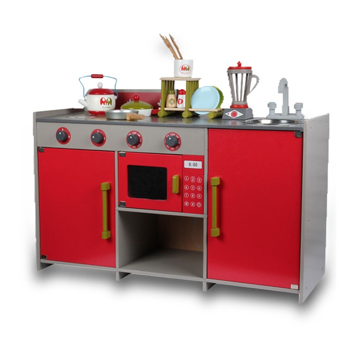 Wooden Kids Kitchen Toy Pretend Play Set Toddler Children Cooking Home