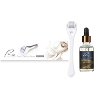 Re Facial Derma Roller 540 needles + 24K Gold Serum 30mL