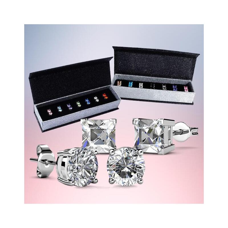 Buy 7 Pair Set of Earrings with Swarovski Crystals - Round or