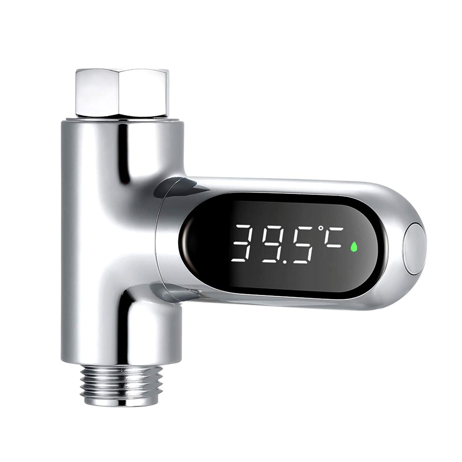 V2 Water Shower Thermometer LED Celsius Fahrenheit Time Display Flow Self-Generating Water Temperature Meter