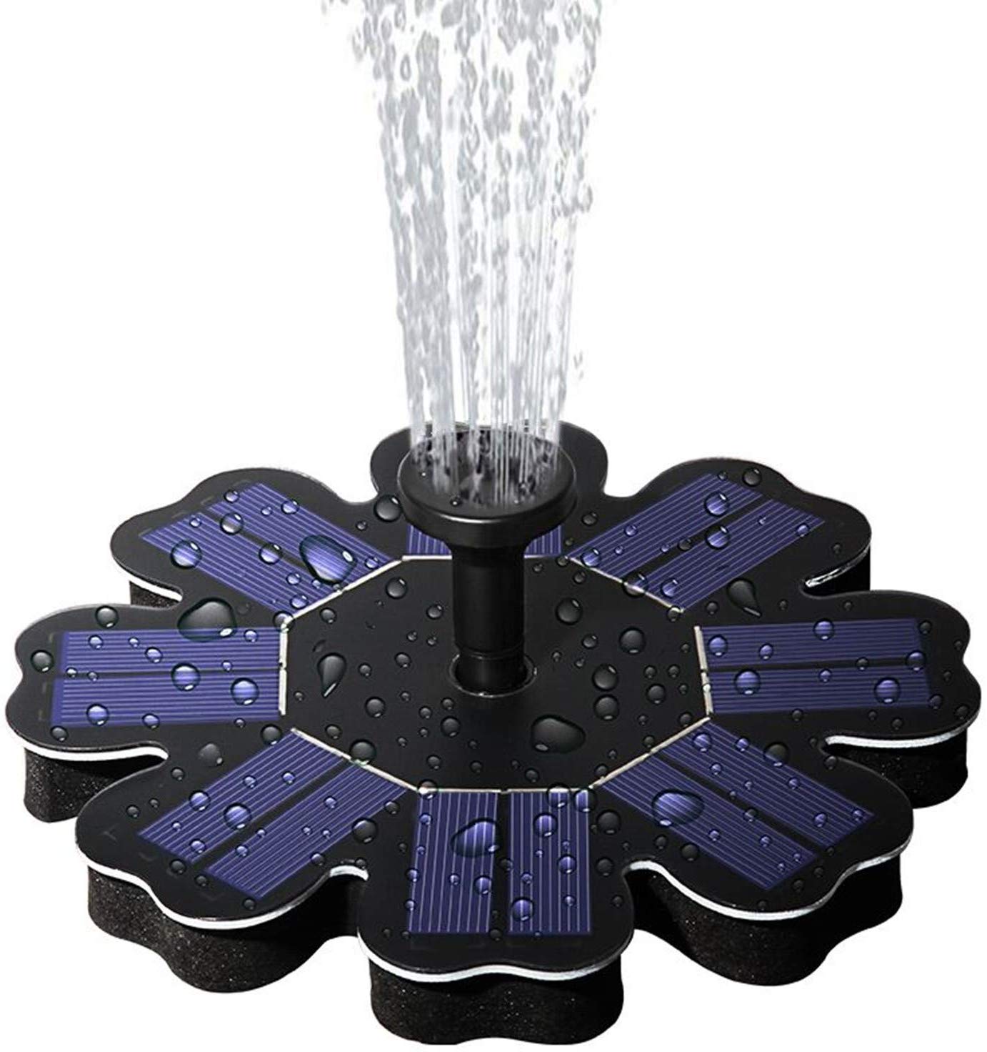Solar Powered Fountain Pump wi/ different Spray Pattern Heads for Pool, Garden, Pond