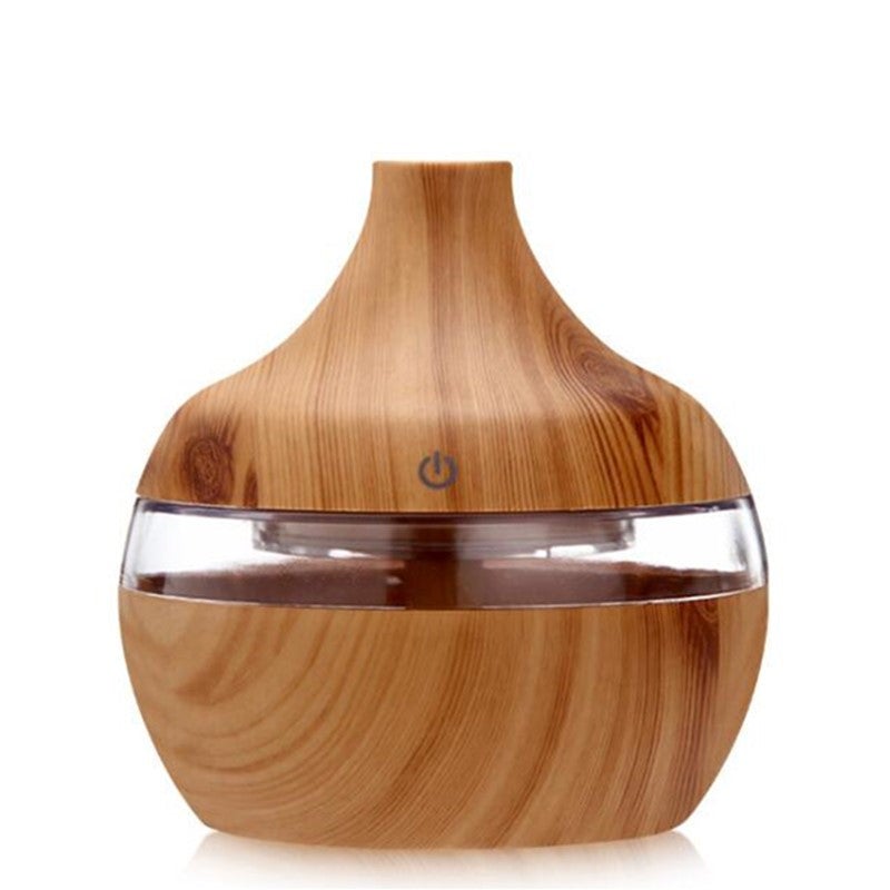 USB Wood Grain 300ml Air Humidifier Aromatherapy With Lights