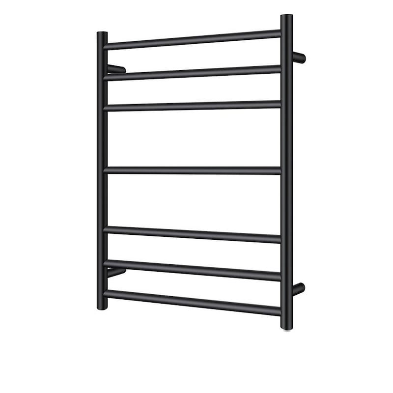 Buy AQUAPERLA 7-Bar Heated Towel Rail - Round Bars - Black (W600mm x ...