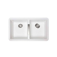 CARYSIL CG2B Granite Kitchen Sink - 824 x 481mm Twin Bowl - Snova White - Under Mount