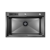 HIGOLD Belle Luxe 1.0 Single Bowl Workstation Kitchen Sink - Slide Lip - Nano Coated 3mm Thick Stainless Steel Panel - Anti-Scratch - 750mm - PVD Gunmetal