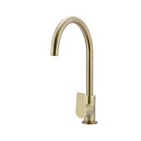 MEIR Round Kitchen Mixer Tap - Gooseneck Swivel - Paddle Handle - PVD Tiger Bronze