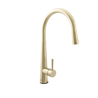 VITO BERTONI NUOVA CALARE Round Pull Out Kitchen Mixer Tap Lead Free - Gooseneck - Champagne Gold