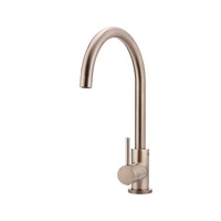 MEIR Round Kitchen Mixer Tap - Gooseneck Swivel - Champagne