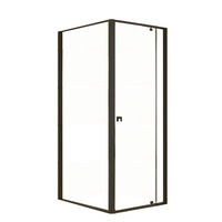 DELLA FRANCESCA Semi Frameless Glass Shower Screen - Black Frame - 1010mm Max Width