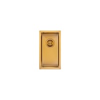 AGUZZO Stainless Steel Kitchen and Laundry Sink - 250mm Half Bowl - Brushed Gold - Top/Under Mount