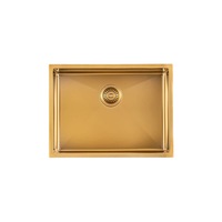 AGUZZO Stainless Steel Kitchen and Laundry Sink - 600mm Single Bowl - Brushed Gold - Top/Under Mount
