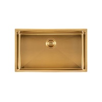 AGUZZO Stainless Steel Kitchen and Laundry Sink - 762mm Single Bowl DEEP - Brushed Gold - Top/Under Mount